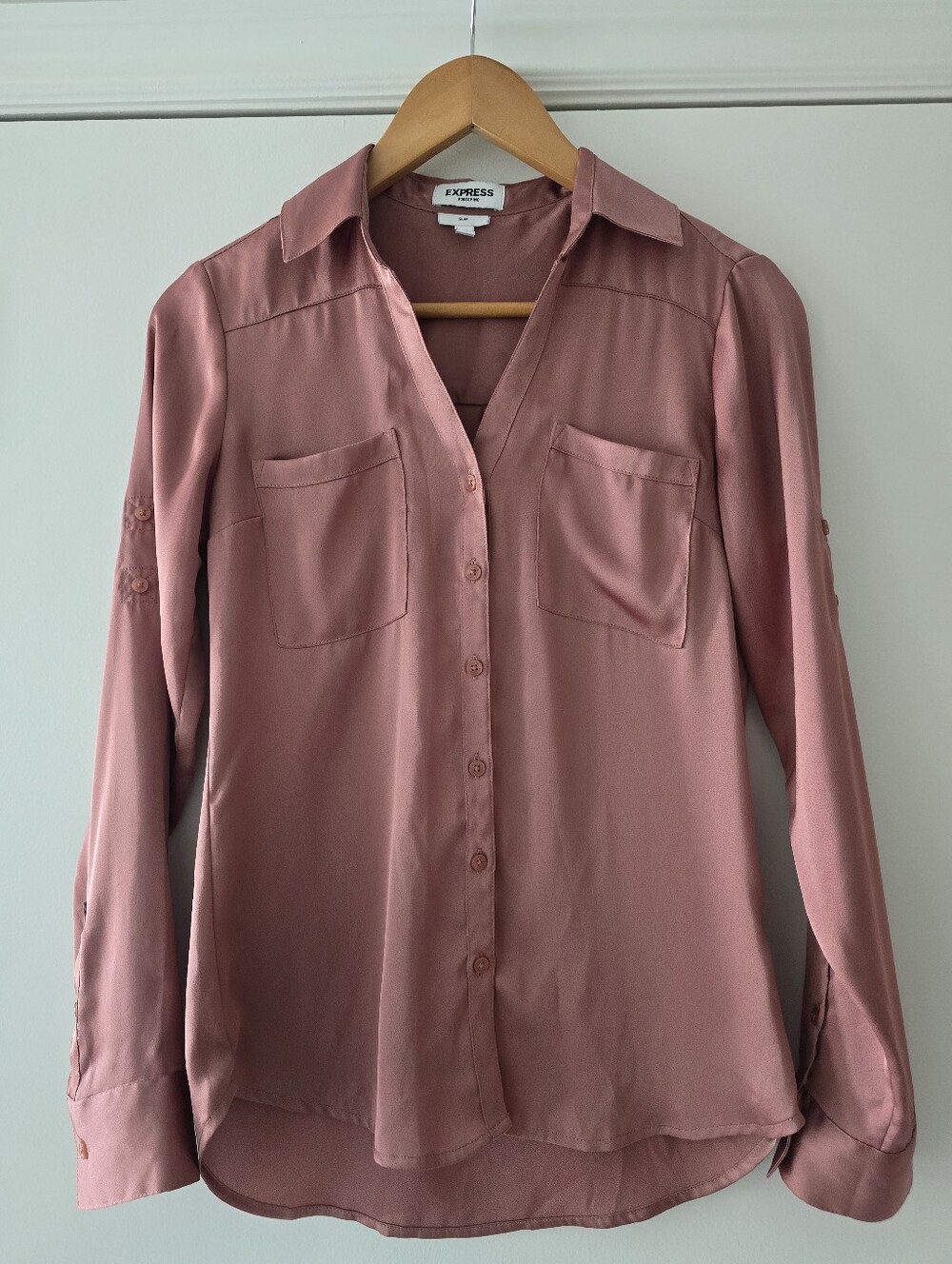 EXPRESS PORTOFINO SLIM Rose Mauve Button-Down Shirt XS
